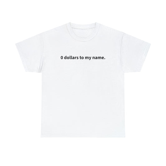 "0 dollars to my name" T-Shirt!