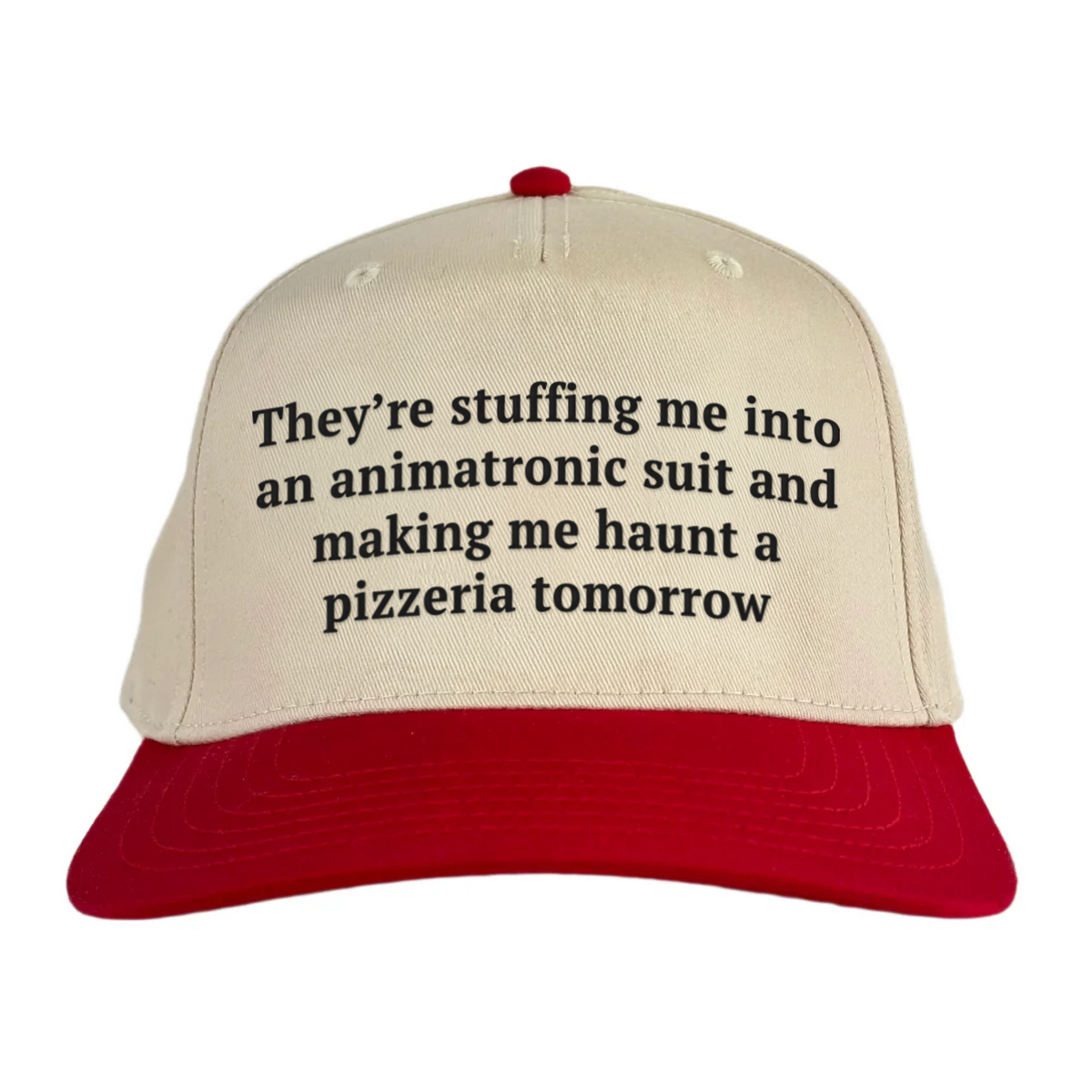 They're stuffing me into an animatronic Vintage Hat!