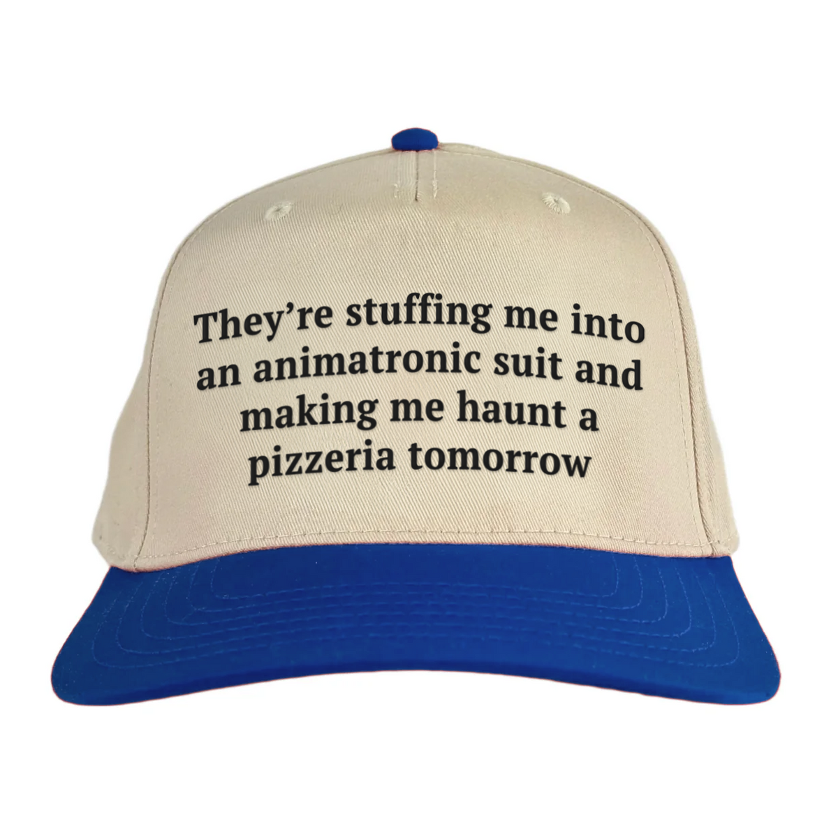 They're stuffing me into an animatronic Vintage Hat!