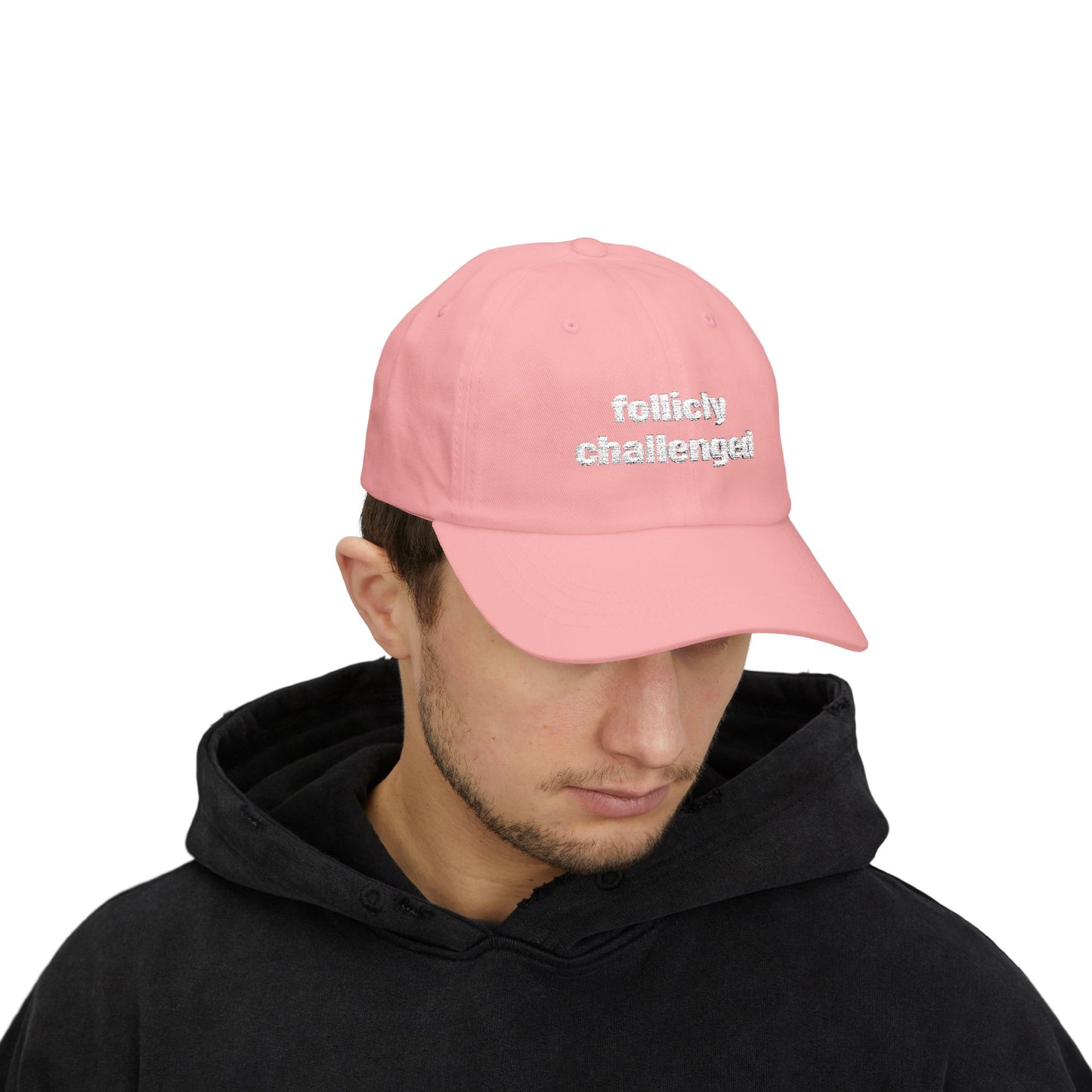 "follicly challenged" Embroidered Dad Hat!